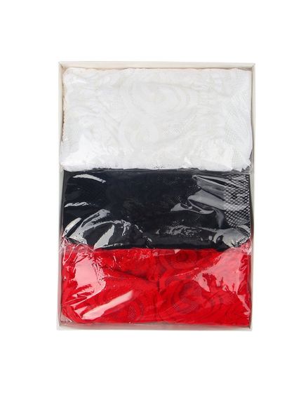 Комплект панчіх Star Night мереживні, чорні, білі, червоні, 3 пари, XS-M sexstyle | Зображення 4