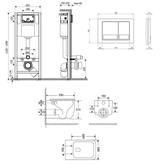 Набір Qtap Nest 4 в 1 підвісний унітаз Gemini Ultra Quiet 530х365х373 + комплект інсталяції QT2533076EUQMB46172 | Зображення 1