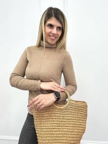 Женская теплая водолазка из термолайкры GF04845 цвет мокко, размер 42/44