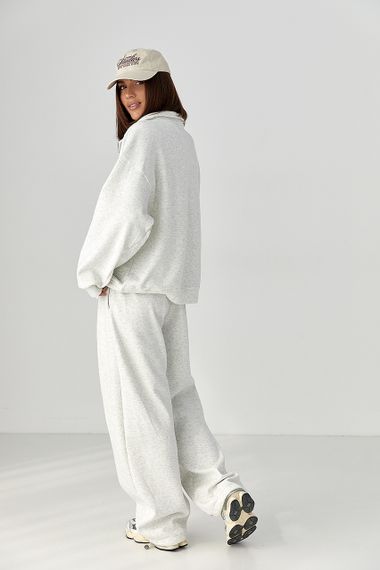 Спортивний теплий костюм з вільним світшотом і штанами - світло-сірий цвет, ONE SIZE (є розміри) | Зображення 1