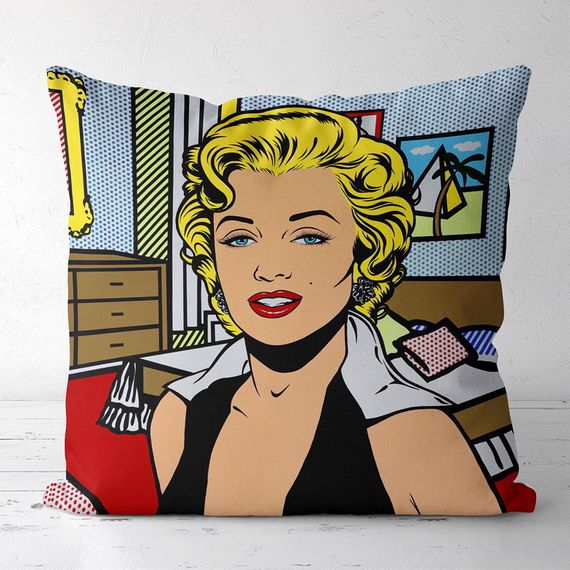Подушка габардинова з принтом Marilyn Monroe pop art 50x50 (5P_CASA042)