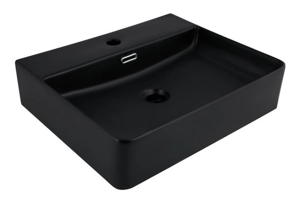 Раковина підвісна Qtap Nando LT 500х420х130 Matt Black без донного клапана QT12116146AMB