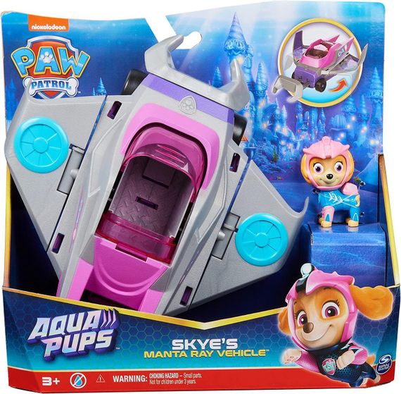 Щенячий Патруль рятувальна машина-трансформер човен Скай Paw Patrol Aqua Pups Skye Transforming Manta Ray | Зображення 1