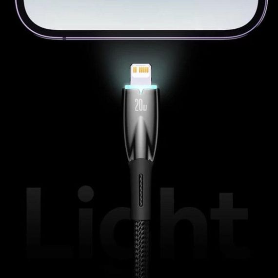 Дата кабель Baseus Glimmer Series Fast Charging Data Cable Type-C to Lightning 20W 1m (CADH000001) Black | Зображення 4
