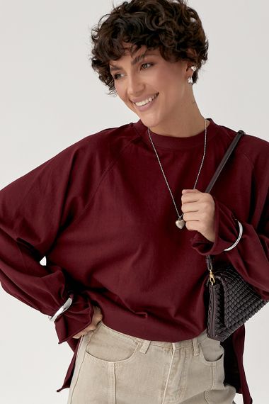 Однотонний вільний лонг - бордо цвет, ONE SIZE (є розміри) | Зображення 4