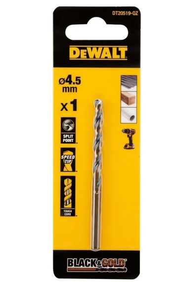 Свердло по металу DeWalt BLACK & GOLD HSS-G 4.5 мм (DT20519)