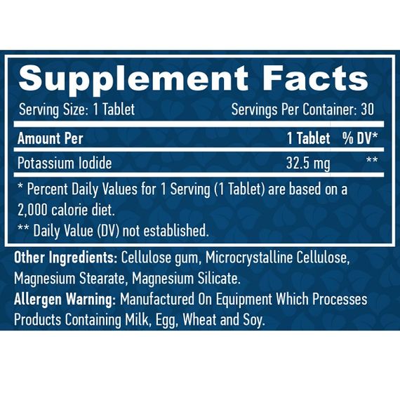 Микроэлемент Калий Haya Labs Potassium Iodide 32,5 mg 30 Tabs | Зображення 1