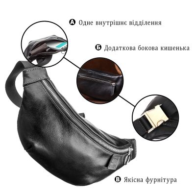 Сумка Grande Pelle Поясна Чорна (11140) | Зображення 3