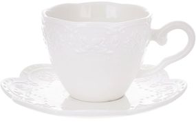 Порцелянаовий набір 4 кружки з блюдцями White lace 180мл