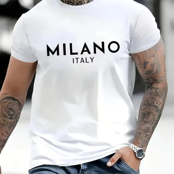 Футболка мужская с принтом повседневная S Белая