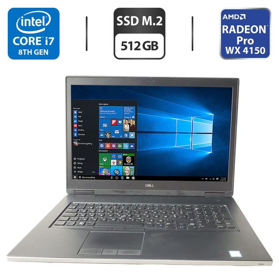 Мобильная рабочая станция Dell Precision 7730 / 17.3" (1920x1080) IPS / Intel Core i7-8750H (6 (12) ядер по 2.2 - 4.1 GHz) / 32 GB DDR4 / 512 GB SSD M.2 / AMD Radeon Pro WX 4150, 4 GB GDDR5, 128-bit / WebCam б/у