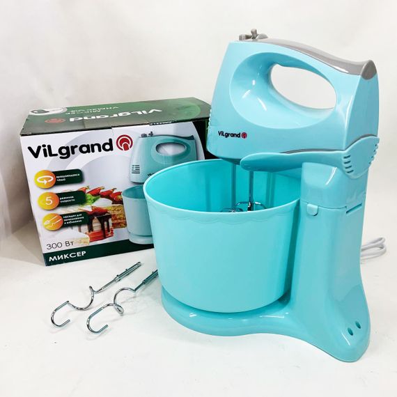 Миксер для удобного приготовления пищи ViLgrand VHM3017B 300 Вт, Двухвенчиковый миксер для кухни XA-89 | Зображення 3