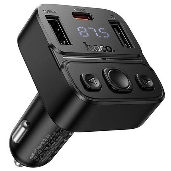 АЗП FM модулятор Hoco E87 Delta 35W (1USB-A/1C) Black