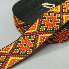 3см тасьма національна з українським орнаментом - помаранчева
