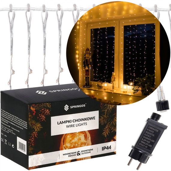 Гірлянда водоспад (штора) Springos 2 x 2 м 400 LED CL0097 Warm White | Зображення 2