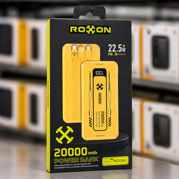 Зовнішній акумулятор Power Bank 20000 mAh 22.5W ROXON RO11 швидке заряджання для смартфонів і ґаджетів | Зображення 5