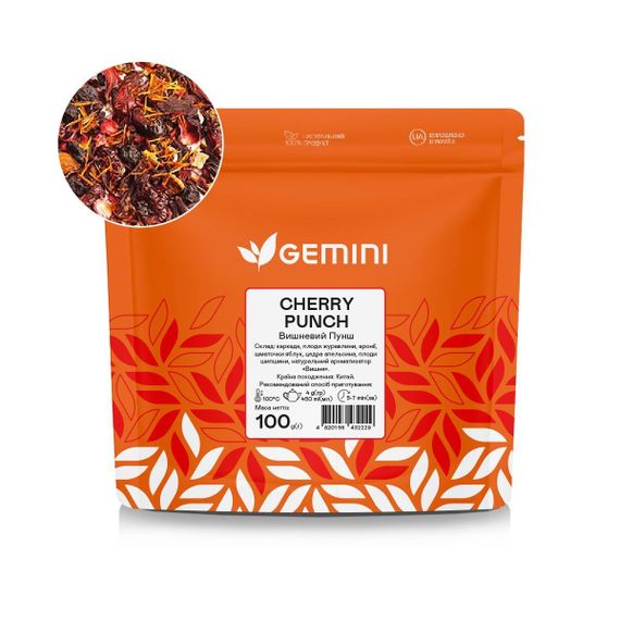 Чай фруктовий Gemini Cherry Punch Вишневий пунш 100г
