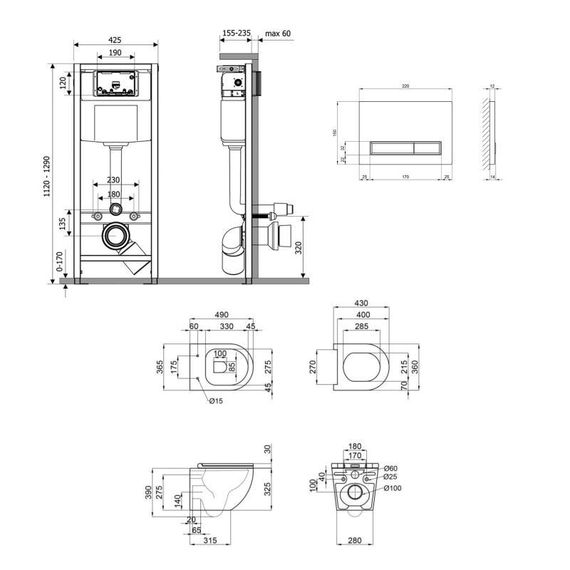Готове рішення Qtap для ванної кімнати: підвісний унітаз Robin Ultra Quiet 490x365x325 + комплект інсталяції Nest 4 в 1 | Зображення 1