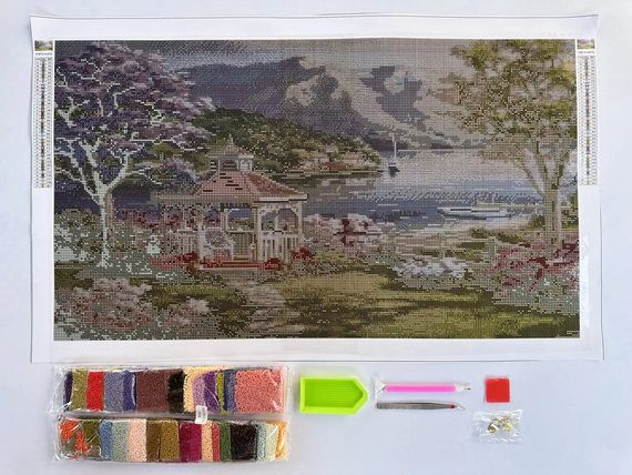 Алмазна мозаїка Краєвид з альтанкою 40х70 см ColorArt SS813 | Зображення 1