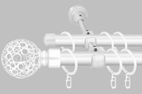 Карниз для штор дворядний металевий 19 мм, Савона Білий 200 див.