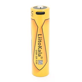 Акумулятор 18650 Li-Ion LiitoKala USB-18-T35, 3500mAh (3400-3500mAh), 3.7V (2.7-4.2V), Type-C, 18.6*72mm, Yellow