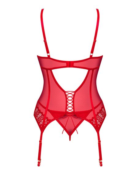 Корсет та стрінги Obsessive Ingridia corset Червоний XL/2XL | Зображення 5
