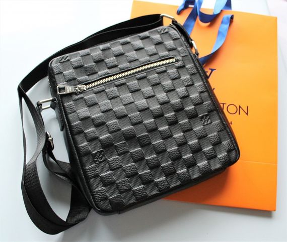 Мужская кожаная сумка мессенджер Louis Vuitton black | Зображення 5