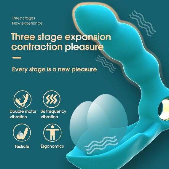 Вібростимулятор простати Boss Series Angelo Male Prostate Triple Stimulation, бірюзовий | Зображення 4