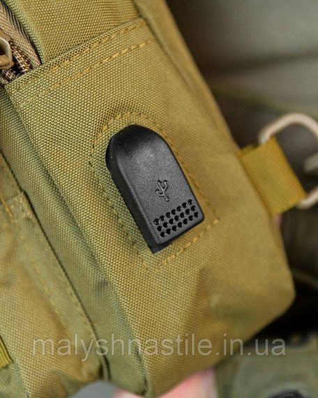 Армійська нагрудна сумка рюкзак з USB портом Захисник coyot ДЛ7536 | Зображення 5