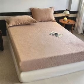 Простынь на резинке без наволочек из велюра Colorful Home 21983 160х200х25 см бежевая