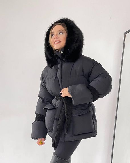 Женский пуховик Cresh Puffer со сьемным капюшоном черный