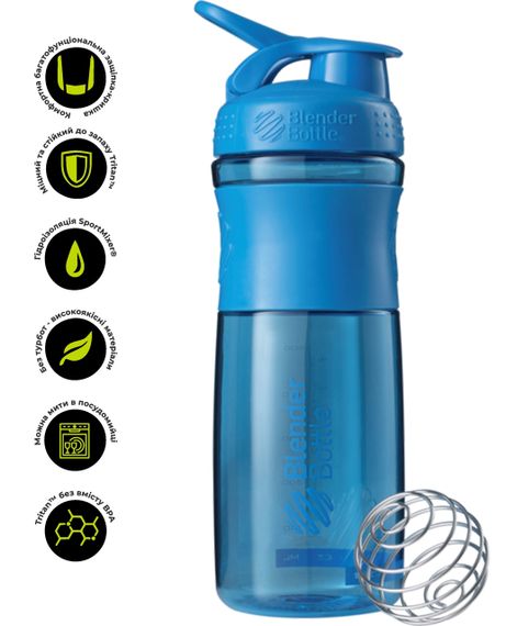 Шейкер спортивний (пляшка) BlenderBottle SportMixer 28oz/820ml Cyan (Original) | Зображення 1