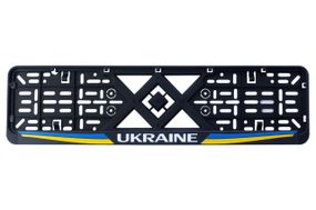 Рамка номерного знака пластикова чорна Ukraine (шовкотрафарет, клямка знизу) 12 Atelie 9516271