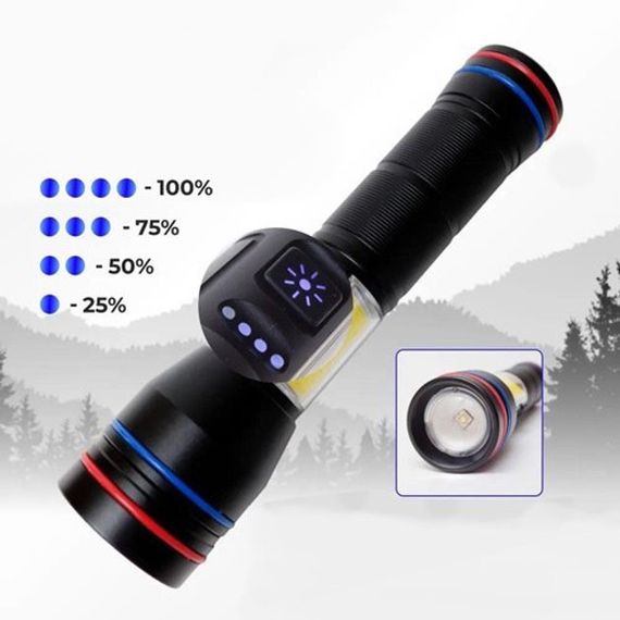 Фонарь PLD-231 WHITE LASER LED DF-831 PM10-TG+COB(white+red), 1х26650 | Зображення 4