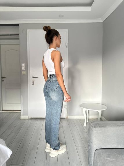Джинсы женские классические с высокой талией цвет синий 😍 40 | Зображення 3