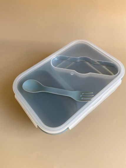 Ланч бокс дитячий силіконовий складний Синій | Зображення 1