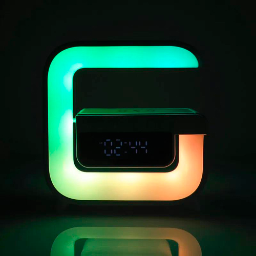 Акумуляторний світильник XM-G3 mini, RGB нічник, годинник, бездротова зарядка, Bluetooth колонка | Зображення 2