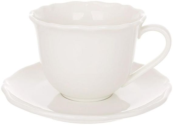 Чайно-кавовий порцеляновий набір "Pure White" 6 чашок 220мл з блюдцями