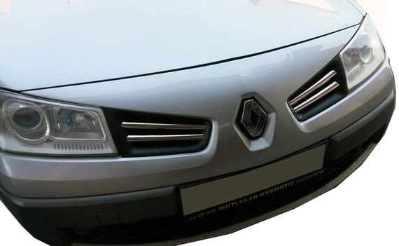 Накладки на решітку (модель 2006-2024, 4 шт, нерж) Carmos - Турецька сталь для Renault Megane II рр