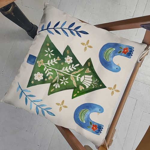 Подушка на стул с завязками Этно ёлка 40x40x4 см (PZ_23NG020)
