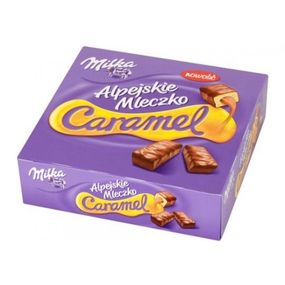 Цукерки Мілка пташине молоко (суфле) карамельної начинкою смаком у коробці Milka Alpejskie Mleczko, 330 г