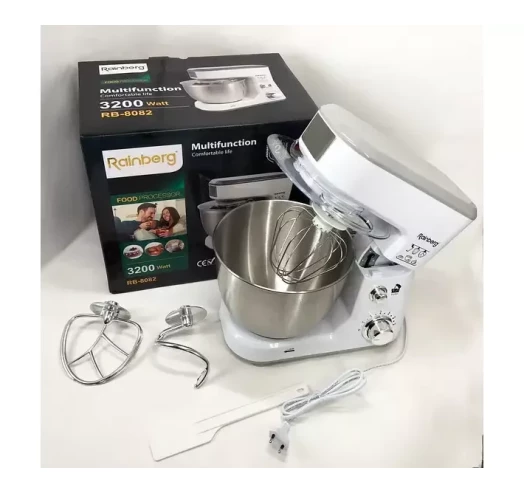 Планетарний міксер Rainberg RB-8082, 3200 Вт, тістоміс з нержавіючою чашею, білий | Зображення 1