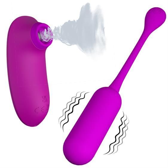 Віброяйце з кліторальним стимулятором - Pretty Love Curupira Multifunctional 2 in 1 Purple sexstyle | Зображення 1