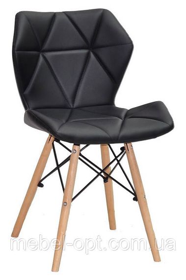 Стілець Greg чорний екошкіра на дерев'яних букових ніжках, дизайн Charles Eames | Зображення 1