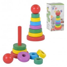 Пірамідка дерев'яна 7 ярусів З 39392 Різнокольорові