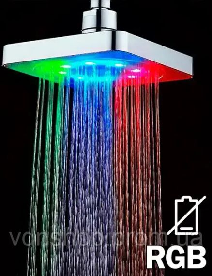 Насадка для душу з LED підсвічуванням RGB LED SHOWER Світлодіодна Лійка