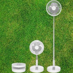 Вентилятор для підлоги акумуляторний USB з телескопічною ніжкою Folding Fan Білий