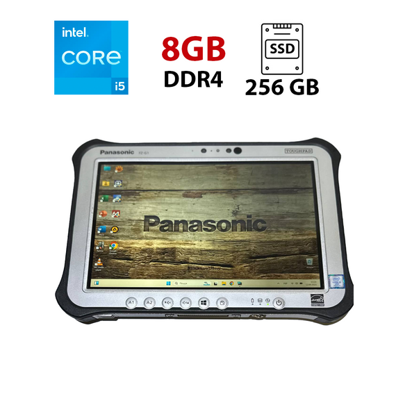 Захищений планшет Panasonic Toughpad FZ-G1 / 10,1" (1920x1200) IPS Touch / Intel Core i5-7300U (2 (4) ядра по 2,6 - 3,5 ГГц) / 8 ГБ DDR3 / 256 ГБ SSD / Intel HD Graphics 620 / WebCam / Win 11 Pro б/в