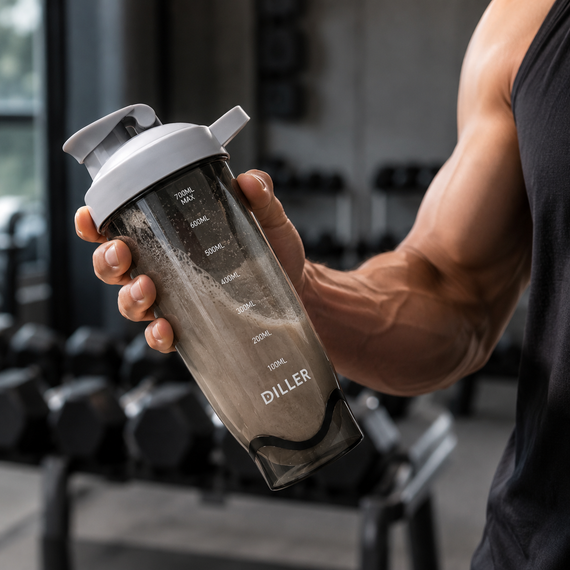 Тритановый шейкер Diller Bottle 700 мл с металлическим шариком (BPA Free) серый | Зображення 6