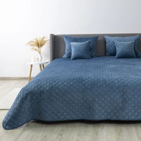 Покривало двоспальне ТЕП Velour Ромб круглий 4-00517_22874 220х240 см синє